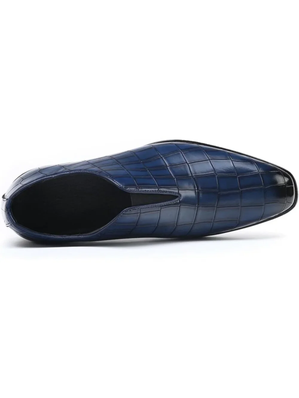Men's Blue Soft Leather Penny Loafers Dress Slip-on for Formal Business
